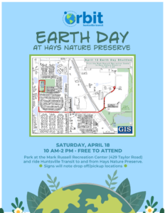 Graphic Map for 2026 Earth Day Hays Nature Preserve Shuttle for event on Saturday, April 18, 2026