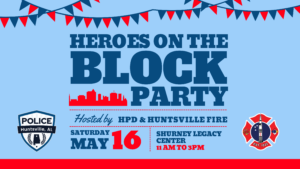 graphic for heroes on the block party on may 16