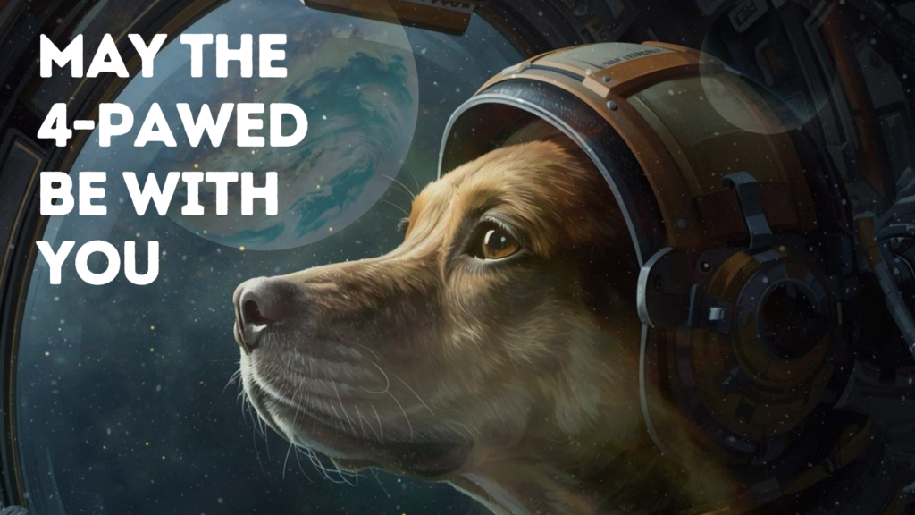 Cute dog with space helmet graphic promoting, May the 4-Pawed Be With You adoption promotion at Huntsville Animal Services on May 4, 2026