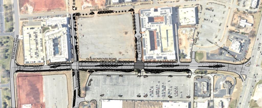 map outlining urban area where street improvements are planned