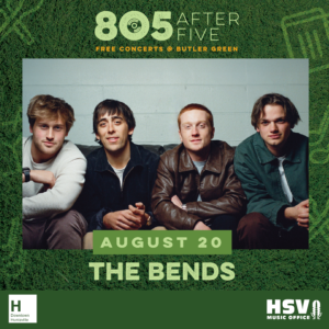 The Bends perform on August 20 as part of the 805 After Five free concert series at Butler Green, presented by Downtown Huntsville and HSV Music Office.