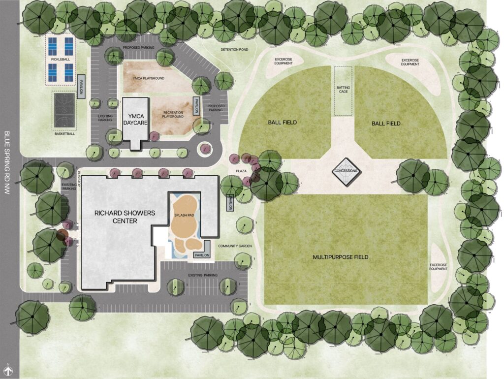 graphic depicting proposed exterior renovations at recreation center