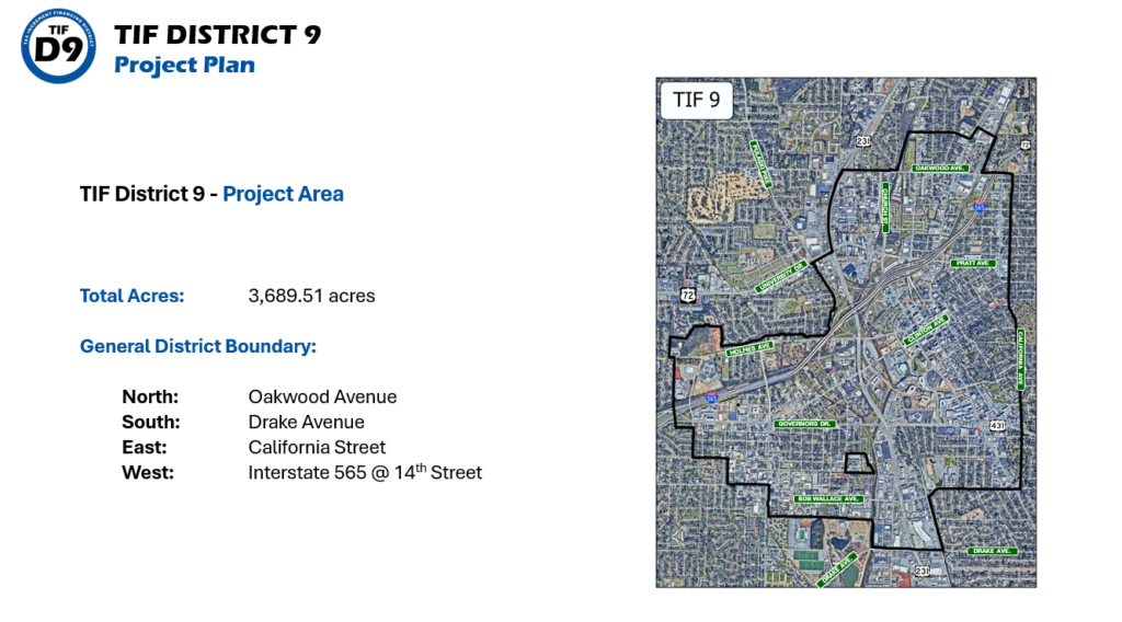 graphic with map of TIF 9