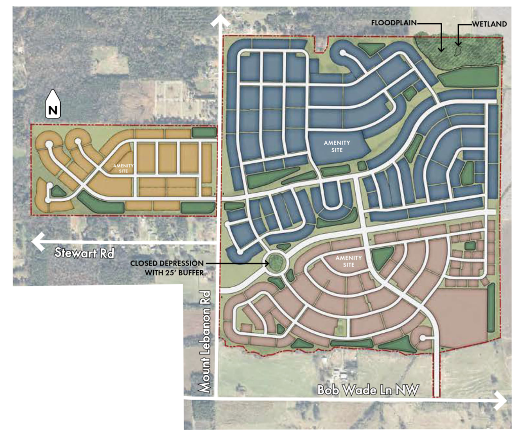 drawing of preliminary plans for housing development
