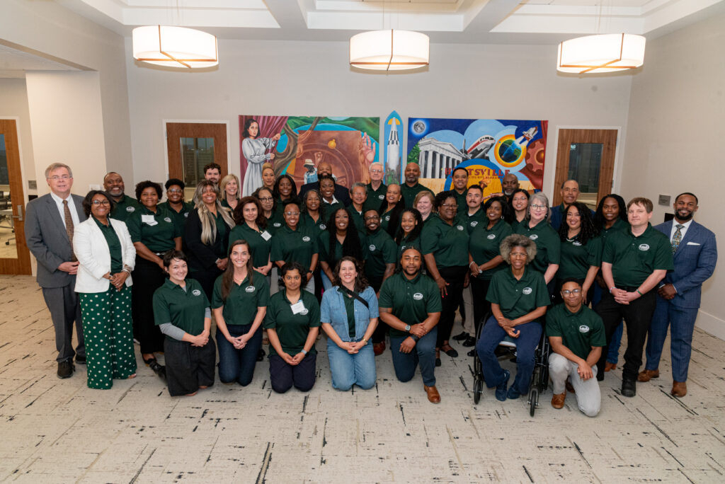 Large group cohort photo promoting application deadline for Huntsville Civic Engagement Academy