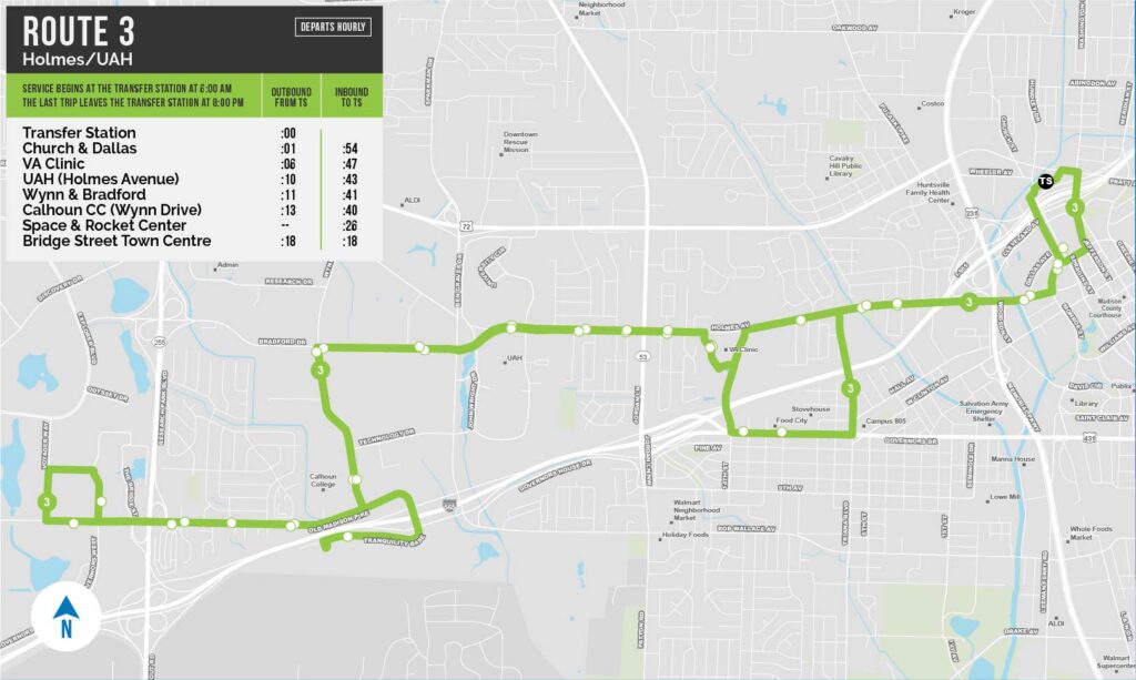 Huntsville Transit Map of Route 3_August 2026