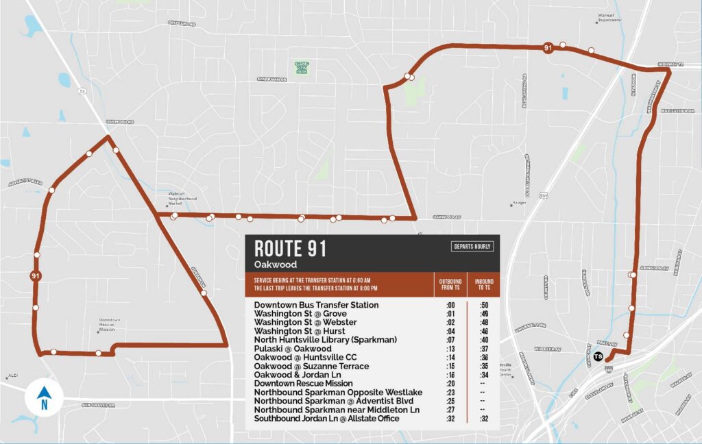 Huntsville Transit Map of Route 92_August 2026