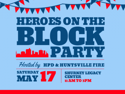 Click to view Huntsville Police, Huntsville Fire & Rescue team up for Heroes on the Block Community Party