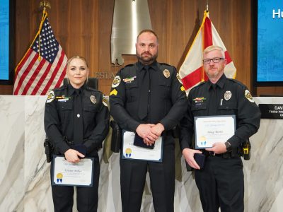 Click to view HPD officers, sergeant awarded Life-Saving Medals for rescuing man from frigid floodwaters