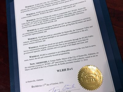 Click to view Proclaiming October 13 as WLRH DAY