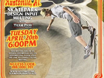 Click to view City of Huntsville Secures Team Pain to Design World Class Skatepark in John Hunt Park